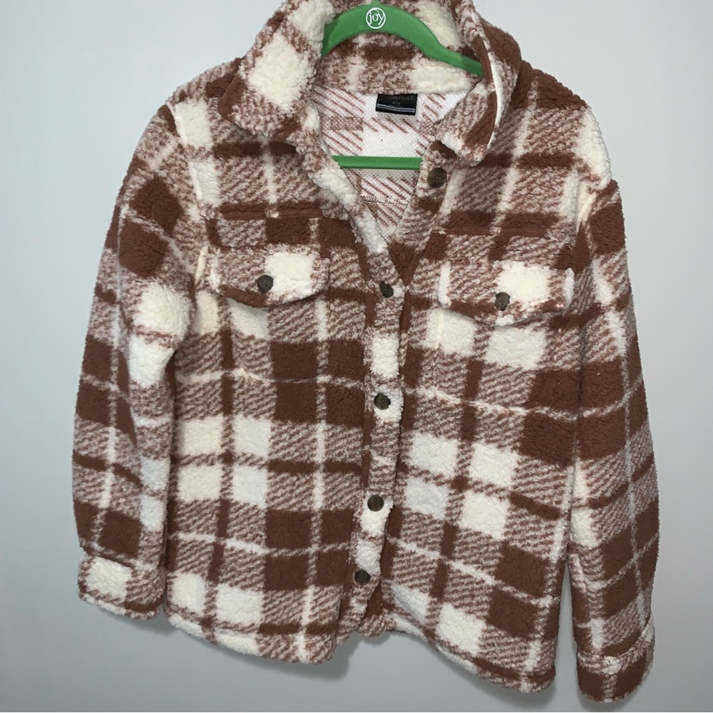 32 Degrees Heat Brown and White Plaid Sweater